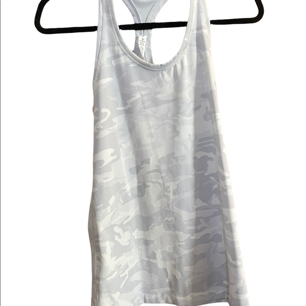 White and gray Lululemon tank top